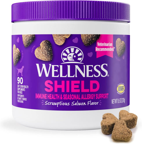 Wellness Salmon Flavored Soft Chew Immune & Allergy Supplements for Dogs, 90 Count...