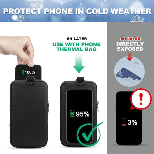 WALLFID 2PCS Thermal Phone Case Bag with and Keyring,Prevent Phone from Dropping Battery due to Cold Weather,for 6.7 inches Phones and Power Banks...