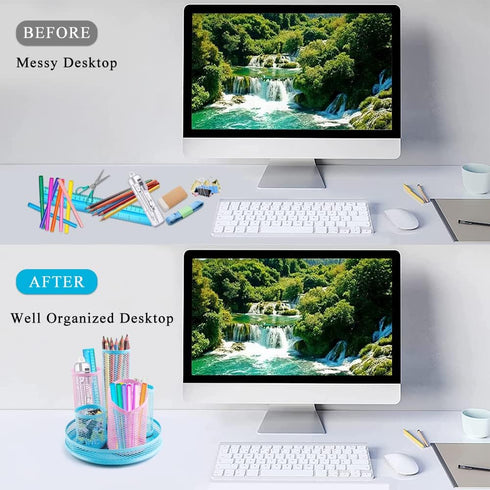 Rotating Pen Holder, Spinning Pencil Holder Desk Organizers, 5 Removable Tube Mesh Pen Pot Storage Caddy Stationery Sorter for Office School Suppl...