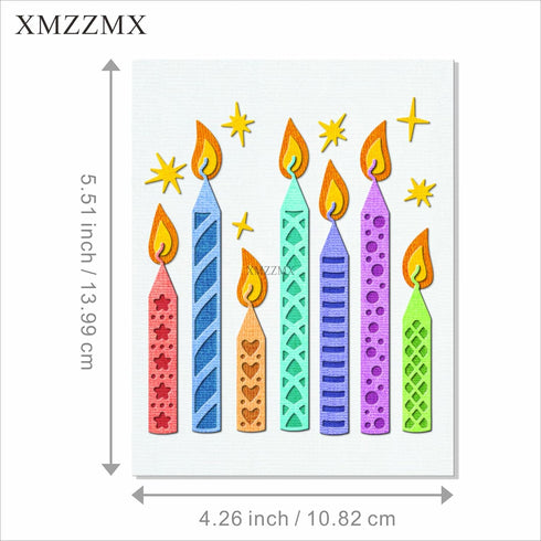 Birthday Party Candle Festival Metal Cutting Dies for Card Making, Paper Embossing Die Cuts Kit Templates, Storage Pockets Supplies, Photo Frame A...