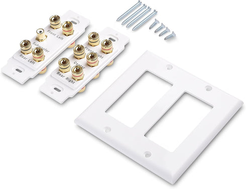 Cable Matters Double Gang 5.1 Speaker Wall Plate (Home Theater Wall Plate, Banana Plug Wall Plate) in White...