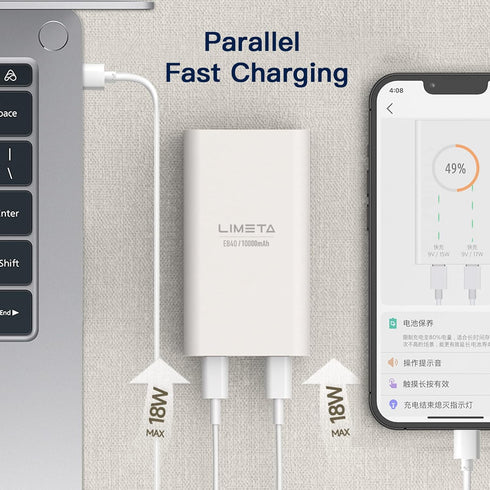 10000mAh Portable Power Bank, 2-Port Slim USB C Charger, High-Speed Charging Compatible with Multiple Devices iPhone 15/14/13 Series, Samsung Gala...