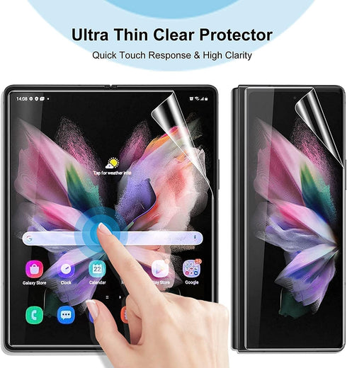 Screen Protector for Samsung Galaxy Z Fold 4 5G, Flexible TPU Screen Protector, 2 Pack Front with 2 Pack Inside, Fingerprint Unlock, Case Friendly...