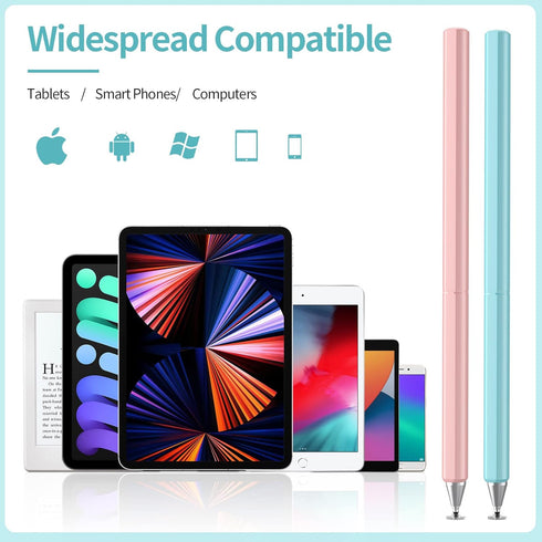 Stylus Pens for Touch Screens(2 Pcs), High Sensitivity Rotatable Stylus Pen for iPad with Hidden Disc Tip for Apple iPad/iPhone/Android/Tablets an...