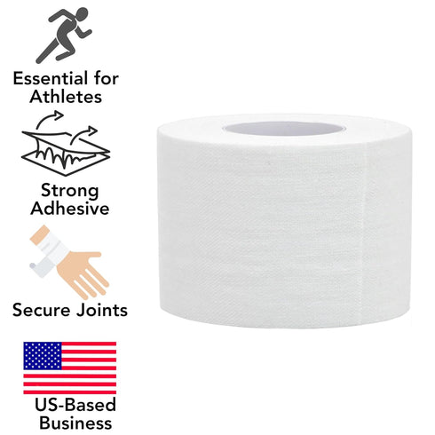 Iconikal 4-Pack White Athletic Tape, Easy Tear Sports Tape, 1.5” x 24 Feet (8 Yards) Each Roll, Extra Strong, No Sticky Residue...