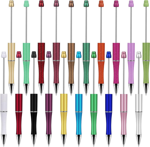 Plastic Beadable Pens with Shaft Ballpoint Pen 1.0 mm Black Ink Bead Pens Ball Pen for DIY PPL Beads Present for Students Presents Office School S...