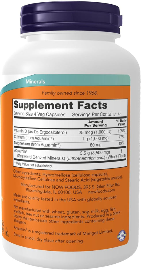 NOW Supplements, Red Mineral Algae Plus Vitamin D-2, Joint Health*, 180 Veg Capsules...