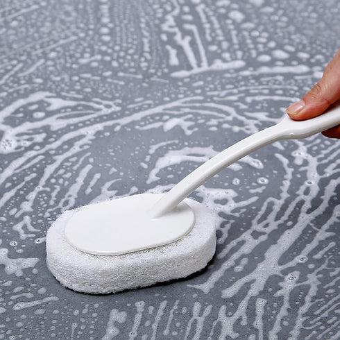Sponge Wipe with Handle, 2 in 1 Brush Bathroom Wall Cleaning Brush, Bathtub Sponge Brush, Floor Tile Brush, Kitchen Brush,Bathtub Scrubber...