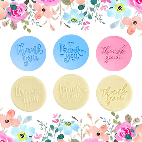 Crethinkaty Teachers' Day Fondant Embosser "Thank you" Shape 3D Dented Design Cookie Stamp for Baking Cookies,Decorating Cake/Sugar Paste/Cupcake...