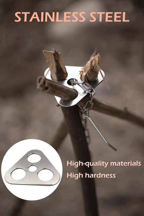Camping Tripod Board Hiking Gear Cookware Cooking Set Campfire Accessories for Outdoor Cooking Portable Tripod Equipment Supplies of Stainless Ste...