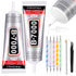B7000 Adhesive Rhinestones Glue for Crafts, 2PCS 110ml / 3.7 fl oz B7000 Clear Glue with 5 Dotting Pen Tool, Wax Pencil and Tweezer, Jewelry Glue ...