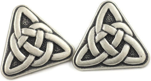 Bezelry 10 Pieces Triangle Celtic Sister Knot Metal Shank Buttons. 25mm (1 inch) (Antique Silver)...