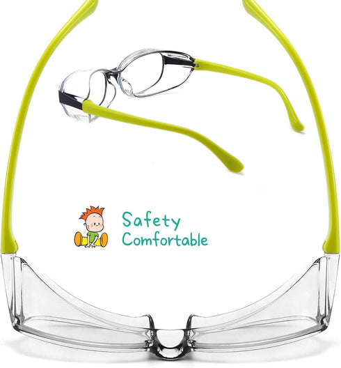 Kids Safety Glasses Goggles Anti Fog Eye Protection Blue Light Blocking lens Side Shield Anti Pollen Soft TR90 for Boys Girls(Black-Yellow)...