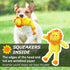 Dog Squeaky Plush Toy, Soft Stuffed Lion Toys with Squeaker & Crinkle Paper, Durable Interactive Chew Pet Supplies for Puppies, Cute Animal Toys f...