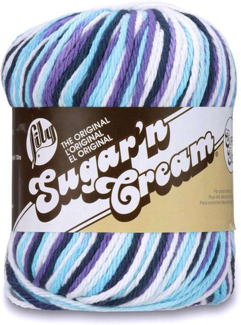 Variety Assortment Lily Sugar 'n Cream Yarn Bundle 100% Cotton Worsted #4 Weight Solids & Ombres with Needle Gauge (Mix 236)......