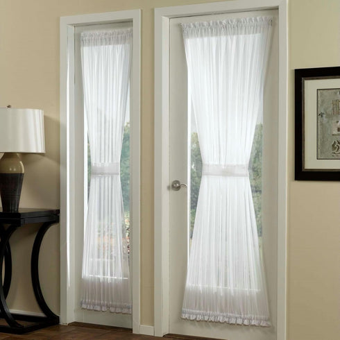 No. 918 Emily Sheer Voile Rod Pocket Door Sidelight Curtain Panel, 28" x 72", White...