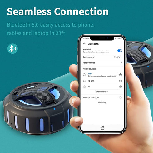 EBODA Bluetooth Shower Speaker, Portable Bluetooth Speakers, IP67 Waterproof Wireless Speaker with LED Light, Floating, 2000mAh, True Wireless Ste...
