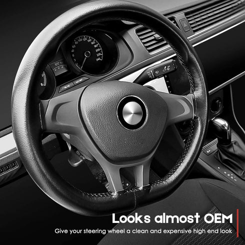 Leather Steering Wheel Cover Lace Up, Stitch On Wrap, Universal Fit 13-20 inch Car Truck SUV Pickup Boat, A Whole Piece of Cowhide, DIY Stitch w/N...