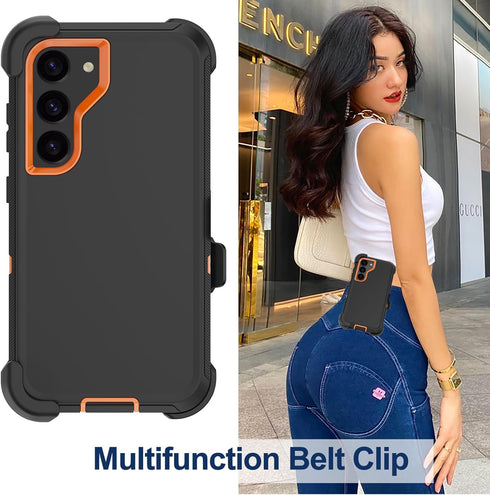 for Samsung Galaxy S23 Case with Belt Clip Holster, 2X Screen Protector, Military Grade Protection Heavy Duty Full Body Shockproof Dust-Proof Rugg...