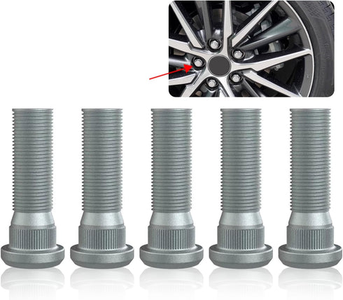 5 PCS Car Hub Screws Kit, M12 x 1.5 Steel Lug Bolt Deep Thread Replacement Parts 90942-02049, 1.9"/49mm Long Wheel Studs Knurl, Compatible with To...