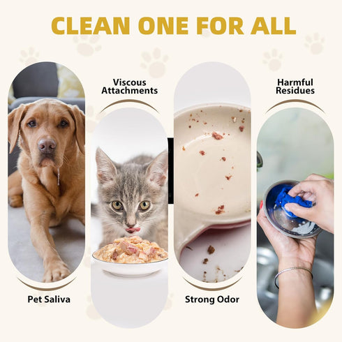 Pet Bowl Cleaner with Brush - Plant-Based Formulated for Dogs and Cats, Effectively Cleaning Ways for Pet Food or Water Bowl, Fragrance-Free...