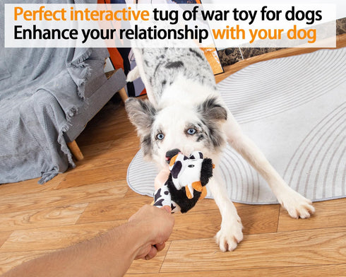 Squeaky Stuffed Dog Toys with Rubbery Belly, Stuffed Animal Toys for Chewers, Gum Massage Soft Puppy Chew Teething Toys to Keep Them Busy, Durable...