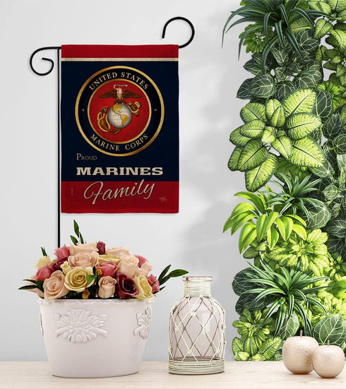 Marines Proudly Family Burlap - Armed Forces Marine Corps USMC Semper Fi United State American Military Veteran Retire Official - House Banner Sma...