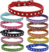 Dogs Kingdom 10 "-16.5" Total Length Suede Skin Jeweled Rhinestones Pet Dog Collar Sparkly Crystal Diamonds Studded Leather Puppy Dog Cat Collar P...