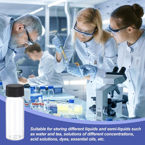 PATIKIL 30ml Clear Glass Vials, 12 Pack Sample Vials with Screw Cap Reagent Media Bottle with Labels Leak-Proof Liquid Sample Glass Vial for Lab L...