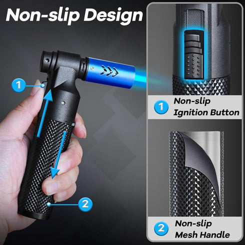 2 Pack Butane Torch Lighters Refillable Jet Flame Portable Butane Torch Mini Refillable Windproof Lighters for Camping Baking Culinary Soldering C...