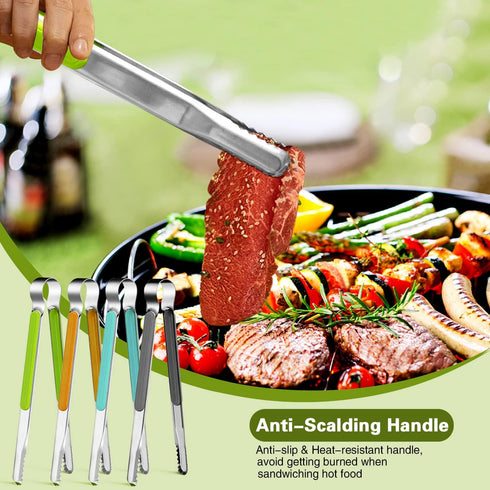 4Pcs Stainless Steel Kitchen Tongs, Serving Tongs for Cooking, 10" Metal Food Tongs with Non-Slip Comfort Grip, Non-Stick Cooking Tongs High Heat ...