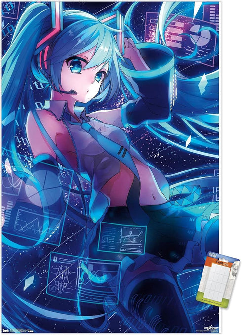 Trends International Hatsune Miku - Screens Wall Poster, 22.375" x 34", Poster & Mount Bundle...