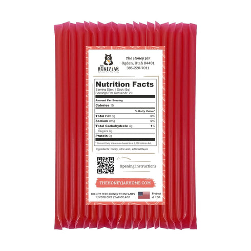 The Honey Jar Watermelon Flavored Honey Sticks - Pure Honey Straws For Tea, Coffee, or a Healthy Treat - One Teaspoon of Flavored Honey Per Stick ...
