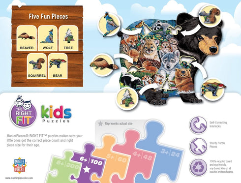 MasterPieces 100 Piece Shaped Jigsaw Puzzle for Kids - Forest Friends - 14"x19"...