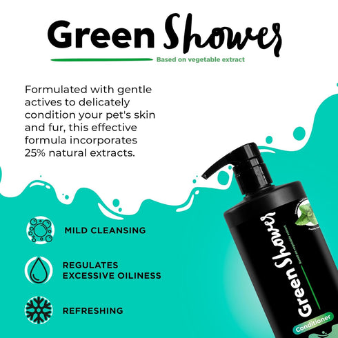 Green Shower Balm Conditioner - Liquid - Non-Oily - Nourishing - Based On Vegetable Extracts - Cruelty-Free (PETA Approved) - Fragrance-Free - Eas...