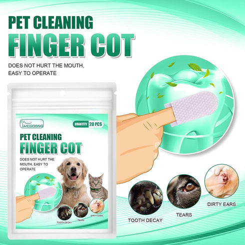 20Pcs White Teeth Cleaning Finger Wipes,Dog Eye WipesCleaning Wipes for Pet Teeth and Dog Tooth Brushing for Cleaning Teeth Ears and Eyes Suitable...