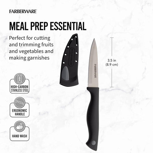 Farberware Edgekeeper 3.5-Inch Paring Knife with Self-Sharpening Blade Cover, High Carbon-Stainless Steel Kitchen Knife with Ergonomic Handle, Raz...