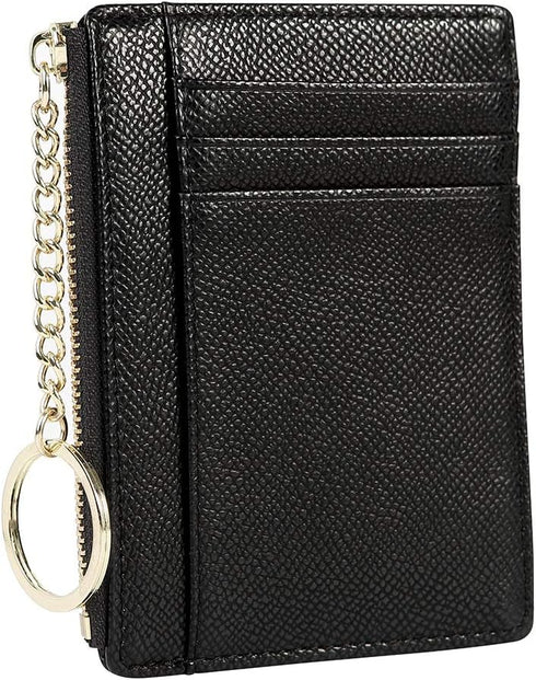 Women's 8 Cards Slim Minimalist Card Holder Coin Changes Purse Keychain Front Pocket Wallet...