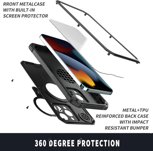Phone Case for iPhone 15 Pro Max Compatible with MagSafe Military Grade Full Protection Built-in Silicone Shockproof with Screen Protector and Cam...