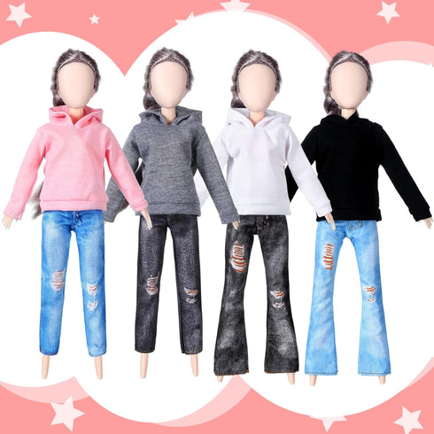 Bencailor 8 Pieces Doll Clothes 11.5 Inch Girl Doll Accessories Cotton Elf Sweaters Denim Pant Regular Outfit Doll Clothing (Hoodie)...