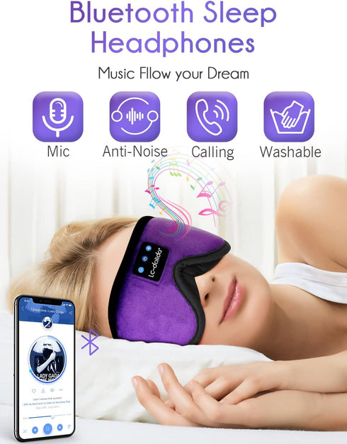 Sleep Mask with Bluetooth Headphones,LC-dolida 3D Music Bluetooth Sleeping Eye Mask Wireless Sleep Headphones for Side Sleepers,Nap,Air Travel,Med...