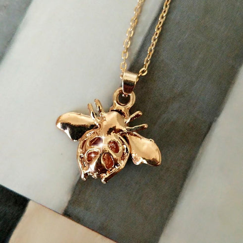 Elegent Crystal Yellow Little Bee Colored Glaze Drip Honey Bee Little Bumblebee Pendant Necklace...