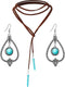 Hicarer Western Jewelry Women Bohemian Turquoise Pendant Long Choker Suede Choker Necklace with Turquoise Statement Dangle Earrings...