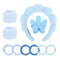 10Pcs Blue Spa Headband and Wrist Washbands Set, Skincare Headband Face Wash Headband Makeup Headband, Flower Hair Claw Clip and 6Pcs Slip Hair Ti...