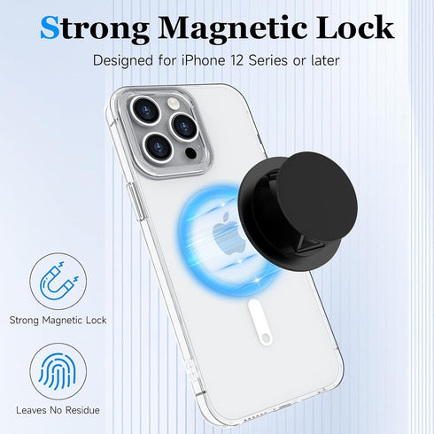Compatible with MagSafe Phone Grip Socket, Magnetic Expanding Phone Stand iPhone Finger Holder Compatible with MagSafe Accessories, iPhone 15 14 1...