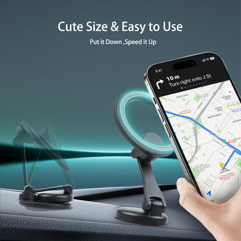 Fits MagSafe Car Mount for Universal Dashboard & Tesla Screen Zinc Alloy Foldable Hands-Free iPhone Car Mount Super Stable Car Mount for iPhone 15...
