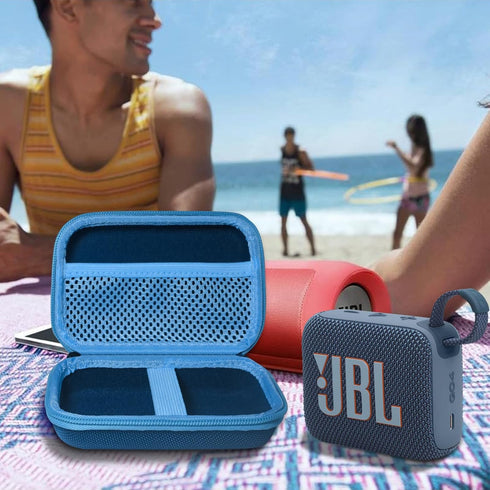 Case for JBL GO 4 GO4 Portable Bluetooth Speaker, Eco Cover for JBL GO 4 Speaker with Adapter Slots, Waterproof and Dustproof Feature, Blue- Case ...