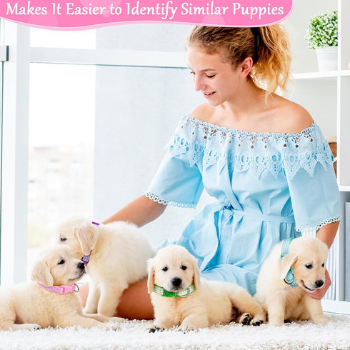 14pcs Puppy Collars for Litter Adjustable Whelping Puppy Collars Soft Nylon Whelping Collars Puppy Id Collars for Puppy Small Dogs(Small)...
