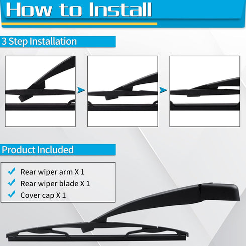 Rear Wiper Arm Blade, Replacement for Ford Escape 2008-2012 - ZOFFI Back Windscreen Wiper Assembly Replacement - All Season Natural Rubber Cleanin...