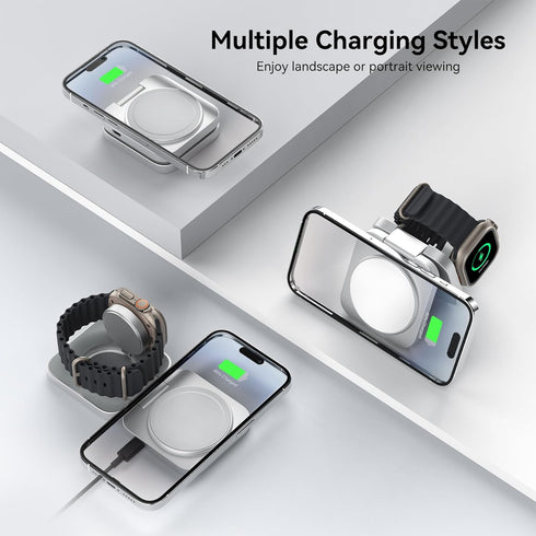 LULULOOK Compatible with iPhone Wireless Charger, 2 in 1 Portable Charging Pad Fast Charging, Aluminum Watch and Phone Charger for Apple iPhone, A...